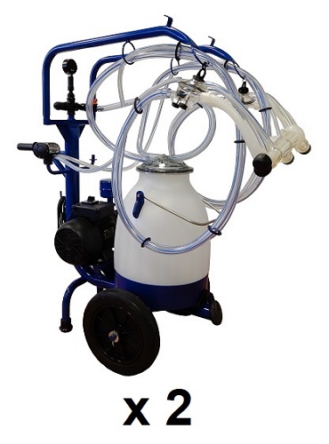 Milking Machine – Milking Systems - Milking Equipment - 6039017 - Master PMMKit EPV170 5L 220V 50Hz 2Arms 2G V (2X) - Ведро & Молокопровод - Portable milking machines